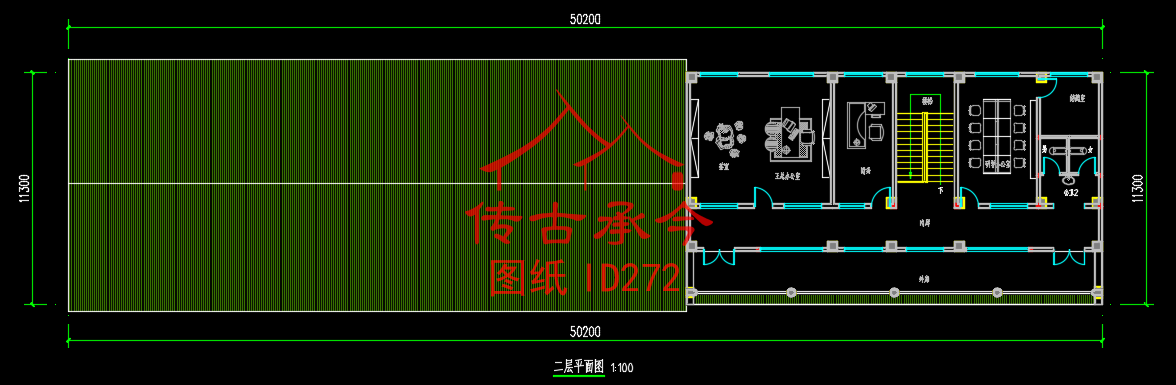 编号272：50.2*11.3米四合院全套施工图纸设计图纸 自建房图纸 提供材料及技术支持