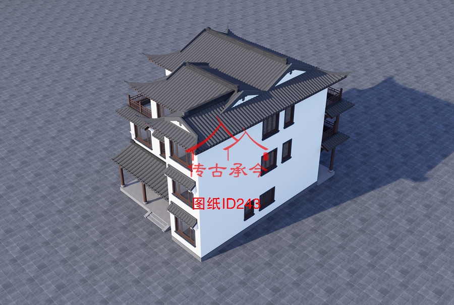 编号243：12.7*18.8米四合院全套施工图纸设计图纸 自建房图纸 提供材料及技术支持