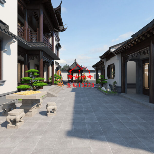 编号228：22.2*26.2米四合院全套施工图纸设计图纸 自建房图纸 提供材料及技术支持