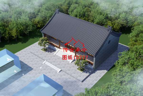编号227：17.3*16.5米四合院全套施工图纸设计图纸 自建房图纸 提供材料及技术支持