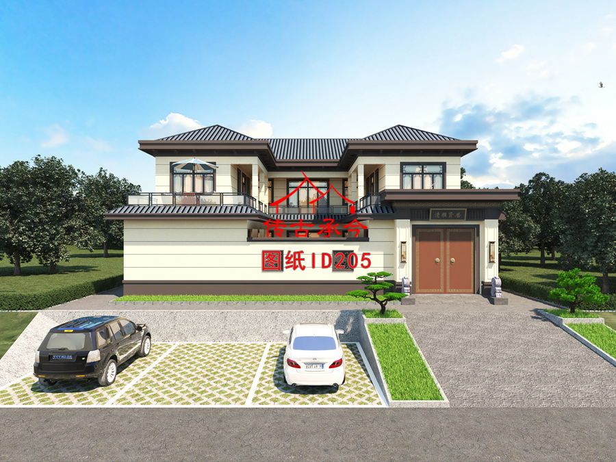 编号205：17.2*18.2米四合院全套施工图纸设计图纸 自建房图纸 提供材料及技术支持