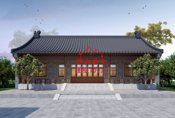 编号227：17.3*16.5米四合院全套施工图纸设计图纸 自建房图纸 提供材料及技术支持