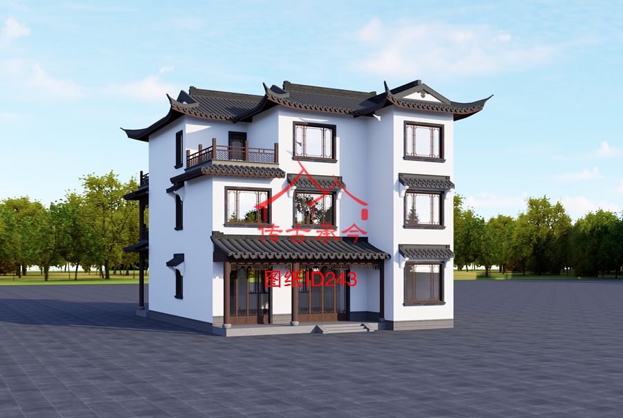 编号243：12.7*18.8米四合院全套施工图纸设计图纸 自建房图纸 提供材料及技术支持