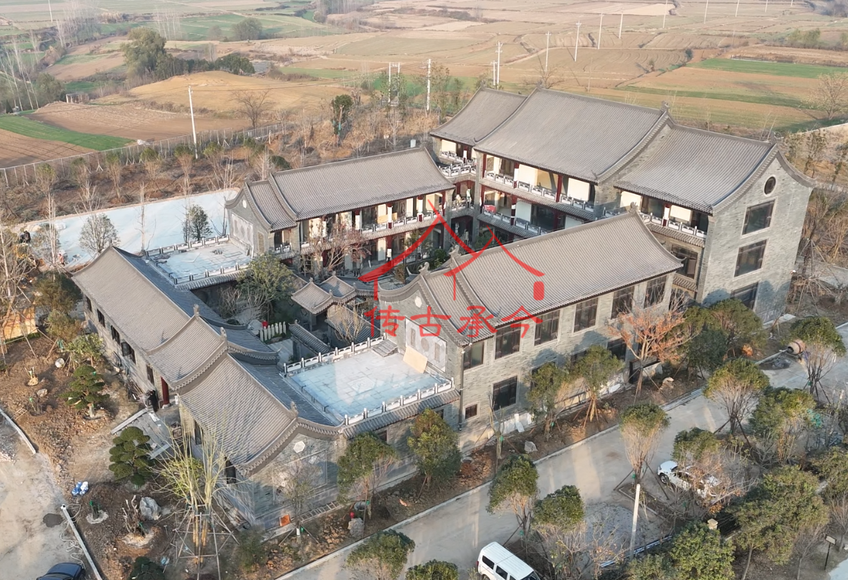 中式四合院航拍实景自建中式院落航拍传统坡屋顶院落实景