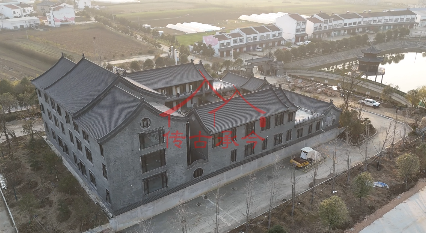 传统坡屋顶多层院落新中式自建院落实景