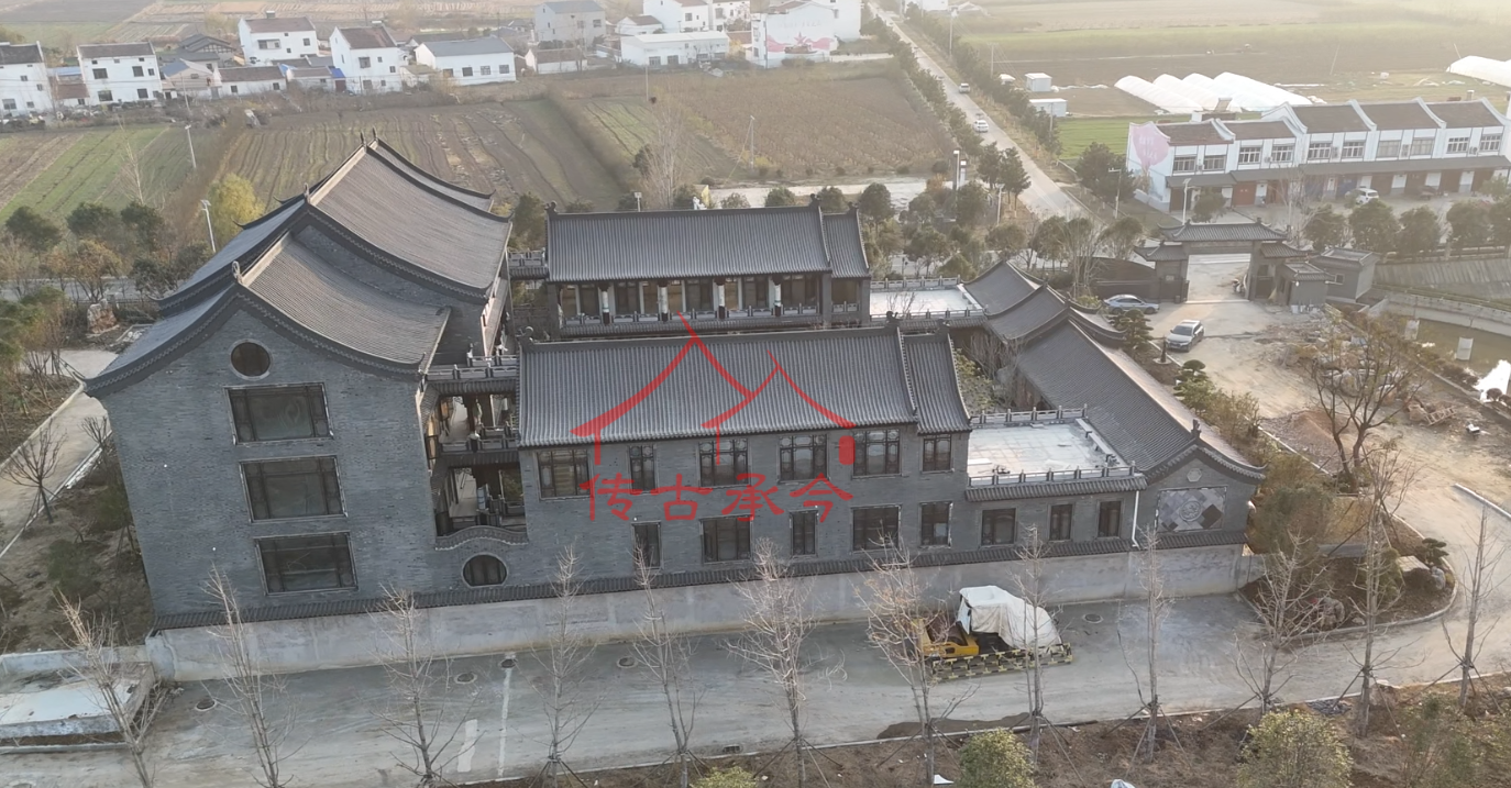 青砖灰瓦中式院落航拍