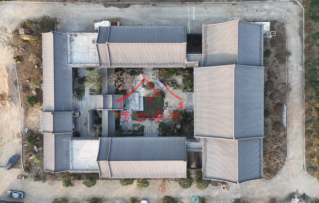 多进四合院屋顶俯视图乡村仿古院落俯视图